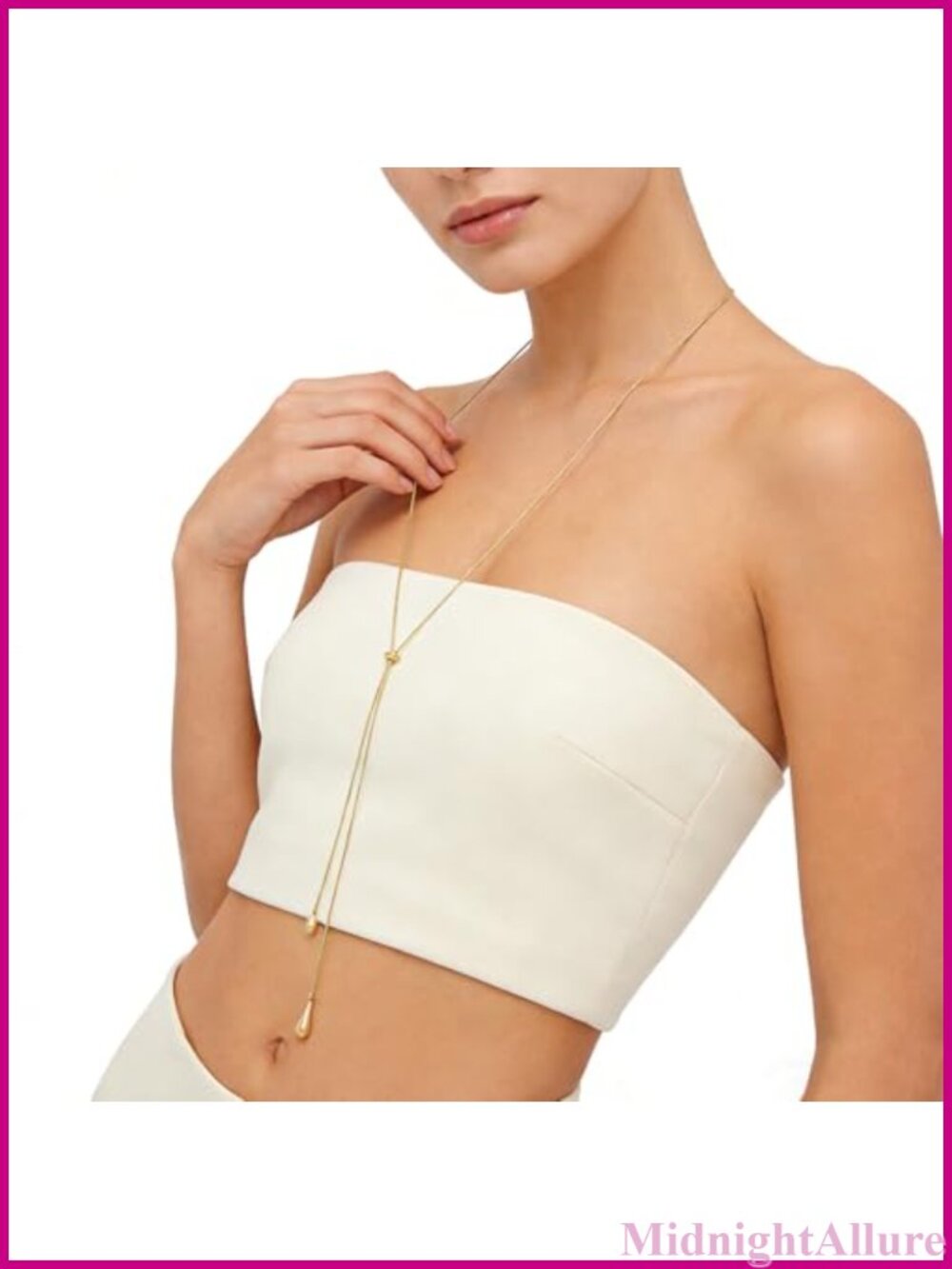 14K Gold Plated Lariat Necklace Dainty Knot Drop Y Chain Adjustable Long - Picture 2 of 6
